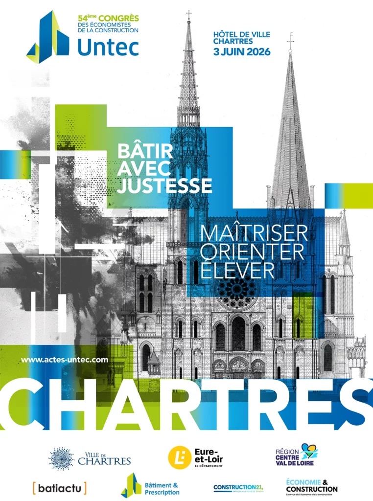 Affiche du Congrès Actes Untec 2026 des économistes de la construction, créée par l'agence Alkantara