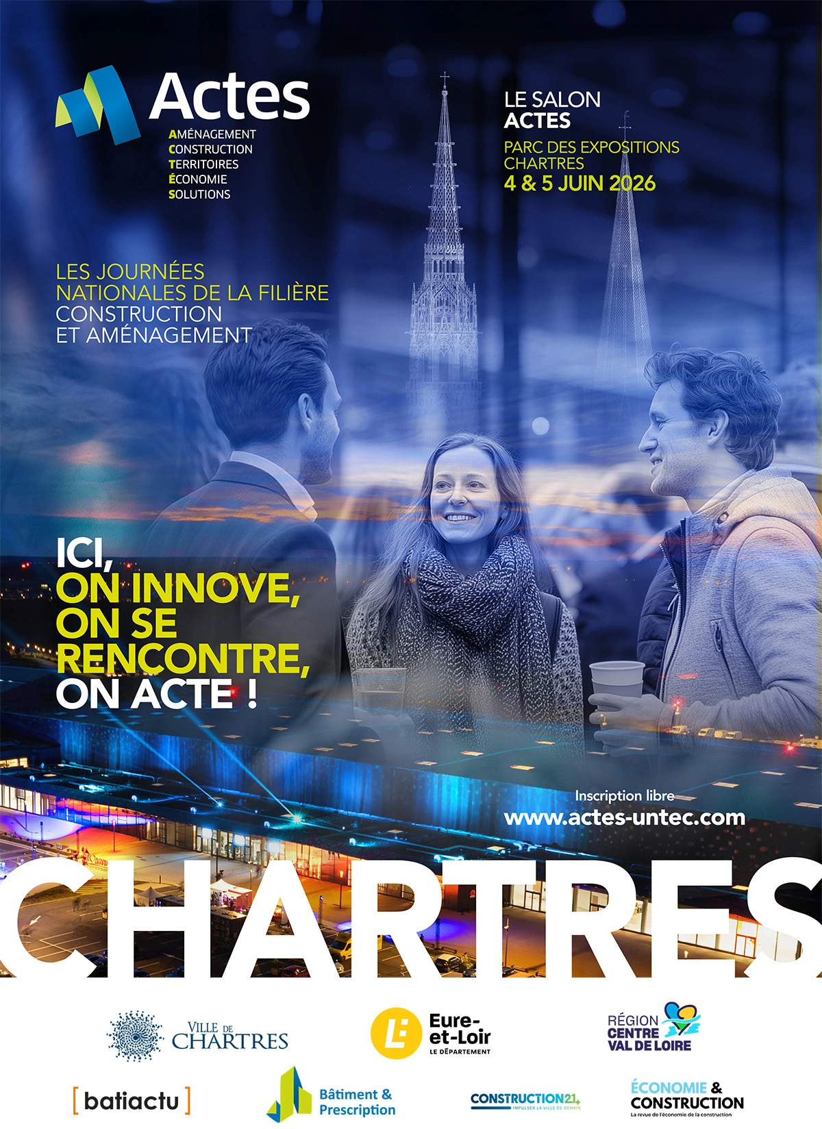 Affiche du Congrès Actes Untec 2026 des économistes de la construction, créée par l'agence Alkantara