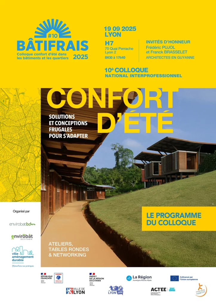Affiche du colloque Bâtifrais 2025, conception graphique Agence Alkantara