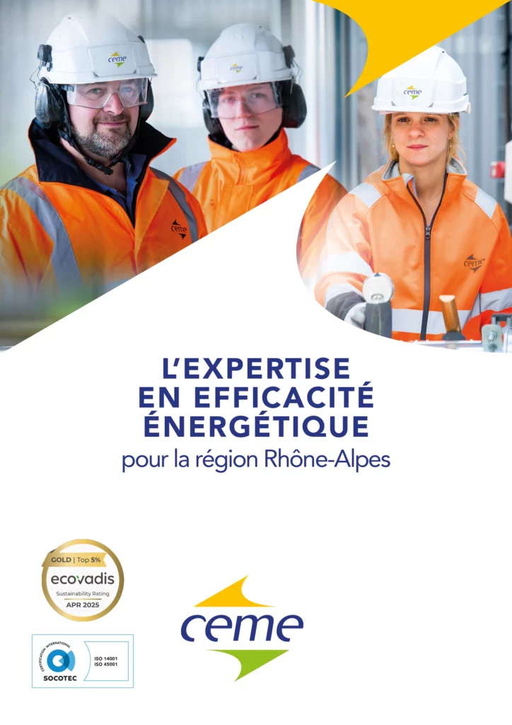 Couverture de document commercial du Groupe CEME, conception graphique Agence Alkantara