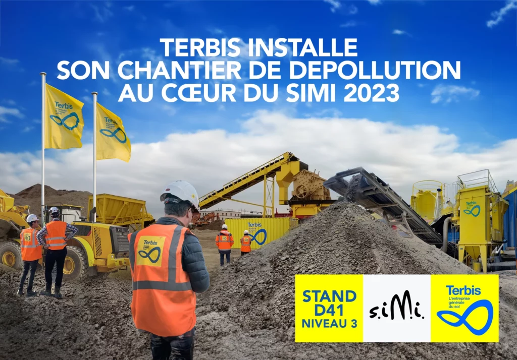 Photomontage de chantier pour la communication du stand Terbis au salon SIMI 2023, conception Agence Alkantara
