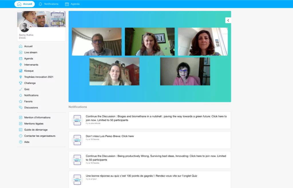 Capture d'écran du webinaire Get Together organisé par Engie, conception Agence Alkantara